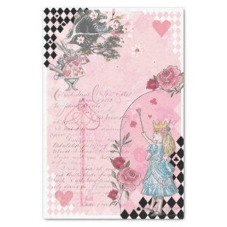 Fantasy Vintage Alice In Wonderland Checkerboard Tissue Paper