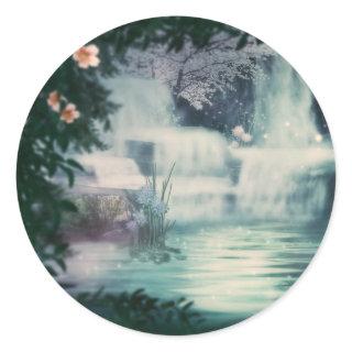Fantasy Waterfall Cascade Classic Round Sticker