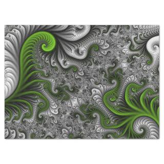 Fantasy World Green And Gray Abstract Fractal Art Tissue Paper