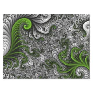 Fantasy World Green And Gray Abstract Fractal Art Tissue Paper