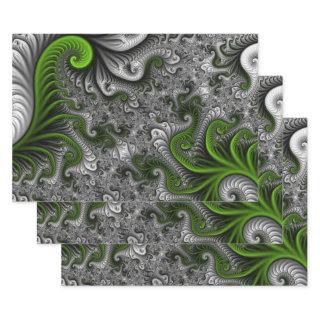Fantasy World Green And Gray Abstract Fractal Art  Sheets