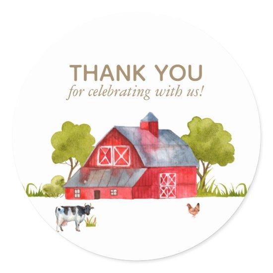 Farm Animal Birthday Celebration Classic Round Sticker