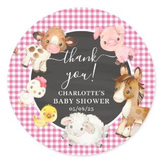 Farm Animals Baby Shower Classic Round Sticker