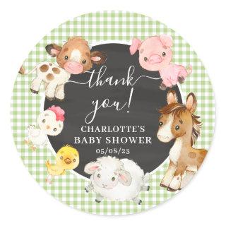 Farm Animals Baby Shower Classic Round Sticker