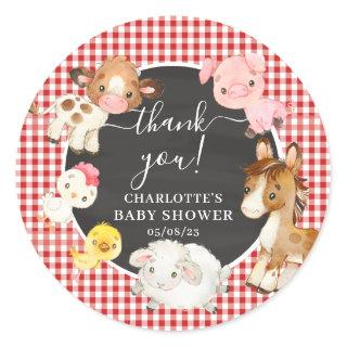 Farm Animals Baby Shower Favor Classic Round Sticker