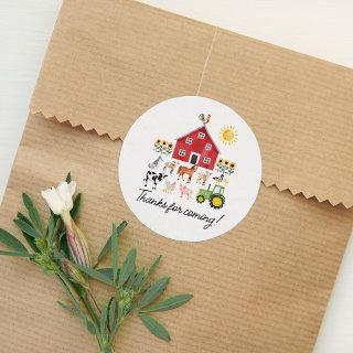 Farm Animals Birthday Classic Round Sticker