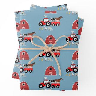 Farm Animals & Red Tractor Barnyard Boys Pattern  Sheets