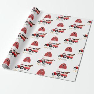 Farm Animals & Red Tractor Barnyard Pattern