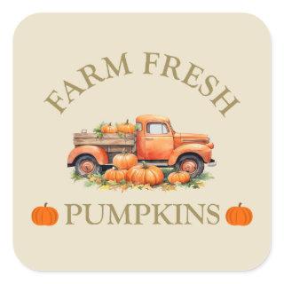 farm fresh pumpkin square sticker