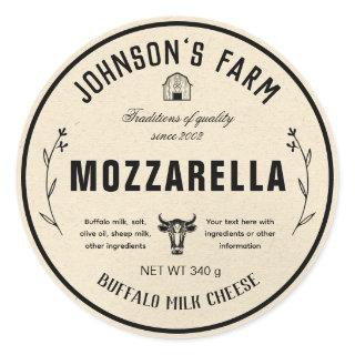 Farm Name | Wreath | Cow Milk Cheese | Vintage|  Classic Round Sticker
