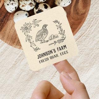 Farm Name | Wreath | Quail Eggs | Vintage| Black Square Sticker