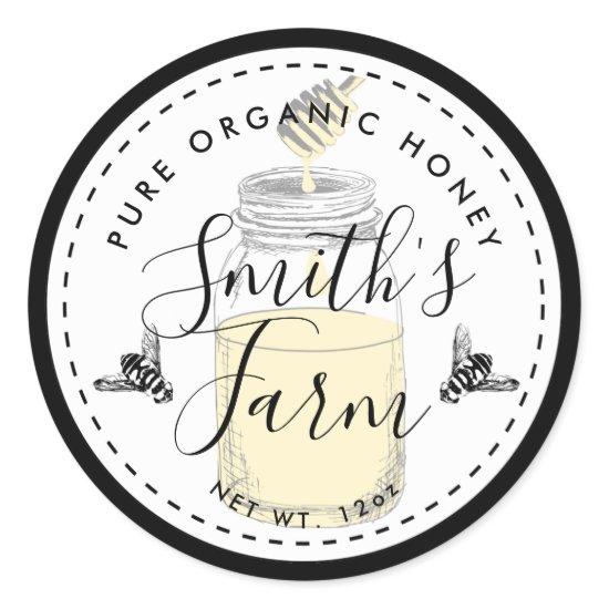 Farm shop honey jar label small business
