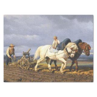 Farmer Horse Plow Boy French Country Vintage Craft Tissue Paper