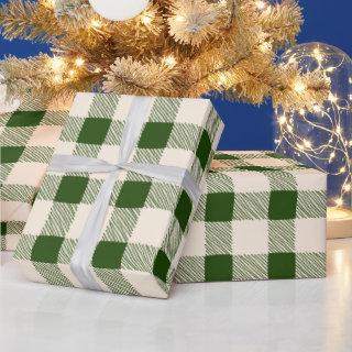 Farmhouse green off white hand drawn buffalo plaid