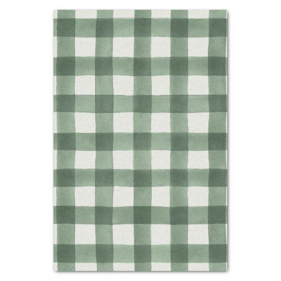 Farmhouse Green & White Buffalo Plaid Tissue Paper