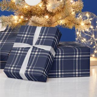 Farmhouse plaid navy off white hand drawn country