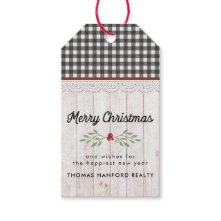 Farmhouse Shiplap & Buffalo Check Christmas Gift Tags