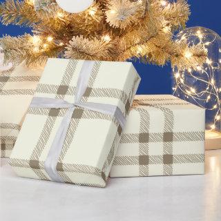Farmhouse vintage off white sepia plaid pattern