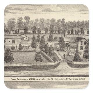 Farms and residences of WR Blodgett & GC Daubner Square Sticker