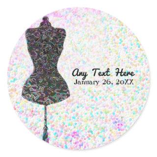Fashion Confetti Mannequin Custom Party Favor Classic Round Sticker