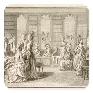Fashion shop, from the 'Encyclopedia' by Denis Did Square Sticker