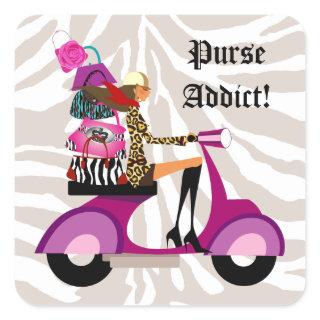 Fashion Stickers Scooter Woman Purses Zebra