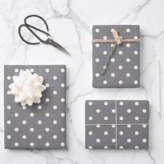 Fashionable Titanium Grey, White Polka Dot Pattern  Sheets