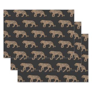 Fashionista Gold Black Glitter Tiger Pattern  Sheets