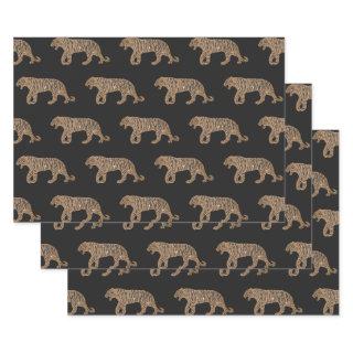 Fashionista Gold Black Glitter Tiger Pattern  Sheets