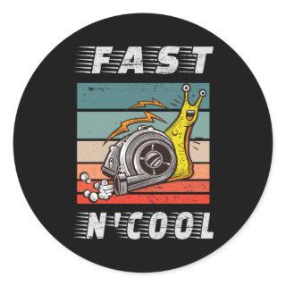 Fast and cool turbo snail fast n cool classic round sticker