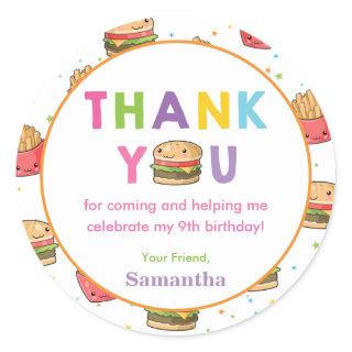 Fast Food Burger Birthday Party Thank You Favor Classic Round Sticker