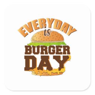 Fast Food Burger Cheese Funny Eat Foodie Gift Square Sticker