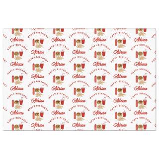 Fast Food Burger Fries Pattern Birthday Name Tissue Paper