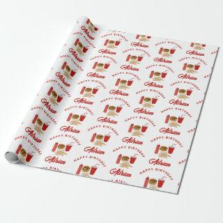 Fast Food Burger Fries Pattern Birthday Name