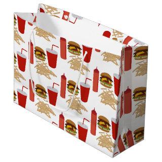 Fast Food Burger Fries Pattern Large Gift Bag