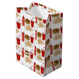 Fast Food Burger Fries Pattern Medium Gift Bag