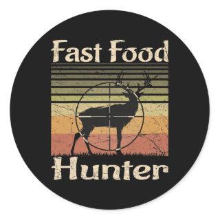 Fast Food Hunter Funny Deer Hunting Scope Retro  Classic Round Sticker