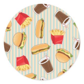 Fast Food Pattern 2 Classic Round Sticker