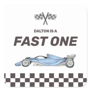 Fast One Race Car First Birthday Square Sticker