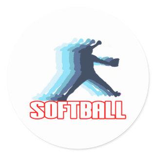 Fast Pitch Softball Silhouette Classic Round Sticker
