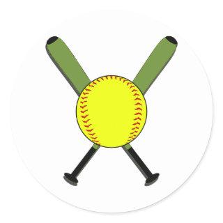 Fastpitch Softball and Crossed Bats Stickers