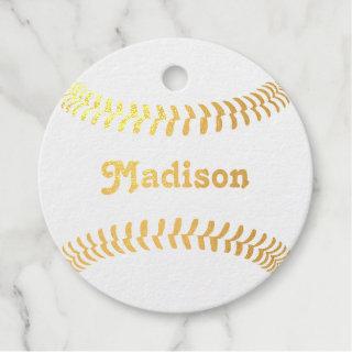 Fastpitch Softball Custom Team Player Name Gold Foil Favor Tags