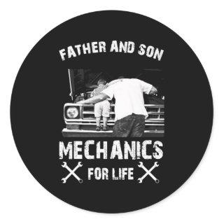 Father And Son Mechanics For Life  Classic Round Sticker