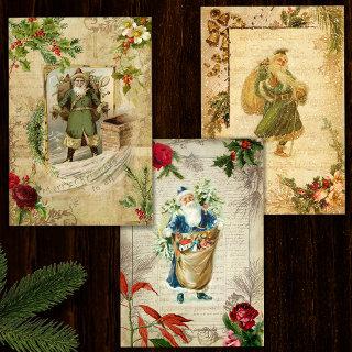 Father Christmas Vintage Floral Ephemera  Sheets