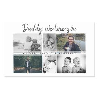 Father with Kids and Family Dad Photo Collage Rectangular Sticker