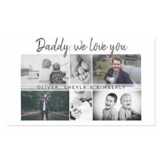 Father with Kids and Family Dad Photo Collage Rectangular Sticker