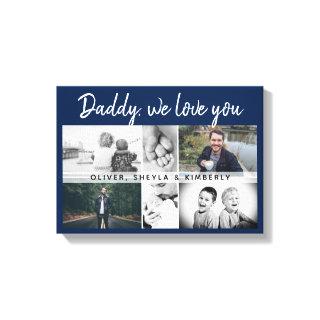 Father with Kids and Family Daddy Blue 6 Photo Canvas Print