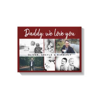 Father with Kids and Family Daddy Red 6 Photo Canvas Print