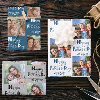 Fathers Day Custom Photo Blue Grey Set of 3  Sheets