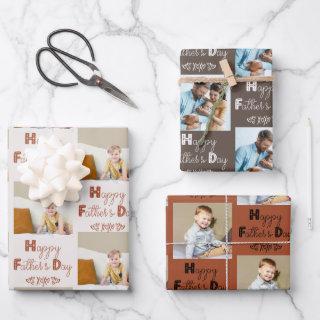 Fathers Day Custom Photo Brown Terracotta Set of 3  Sheets